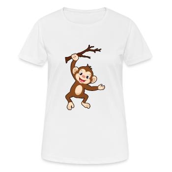 Affe auf Ast - Frauen T-Shirt atmungsaktiv - Weiß - Vorne - AI Model Female 172 dark (172cm)