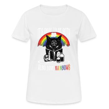 LGBT Goth Rainbows Black Cat Pentagram Pentacle - Women's Breathable T-Shirt - white - Front - AI Model Female 172 dark (172cm)