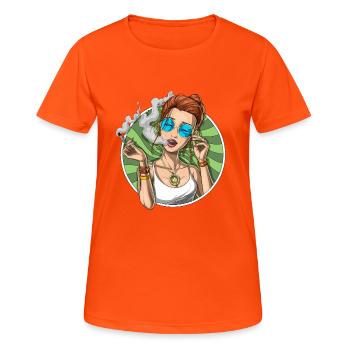 Weed Stoner fumer du cannabis - T-shirt respirant Femme - orange néon - Devant - AI Model Female 172 dark (172cm)