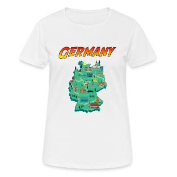Deutschland - Karte - Vintage Zeichen Stil - Frauen T-Shirt atmungsaktiv - Weiß - Vorne - AI Model Female 172 dark (172cm)