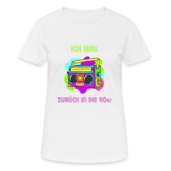 90er jahre - Frauen T-Shirt atmungsaktiv - Weiß - Vorne - AI Model Female 172 dark (172cm)