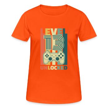 Level 13 Unlocked Geburtstag Geschenk - Frauen T-Shirt atmungsaktiv - Neonorange - Vorne - AI Model Female 172 dark (172cm)