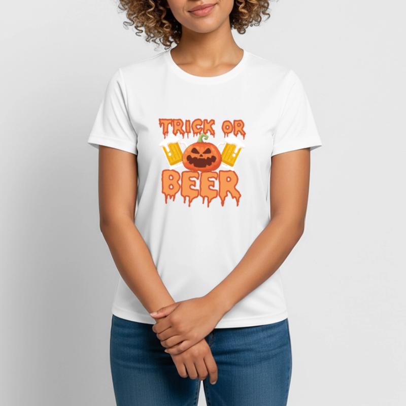 Trick oder Bier Lustiges Halloween Frauen T-Shirt atmungsaktiv