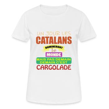 Un jour les catalans domineront le monde - T-shirt respirant Femme - blanc - Devant - AI Model Female 172 dark (172cm)