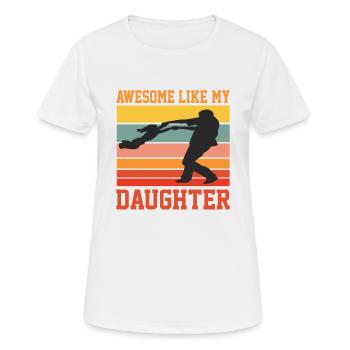 Genial wie meine Tochter Retro Vintage Funny Fathe - Frauen T-Shirt atmungsaktiv - Weiß - Vorne - AI Model Female 172 dark (172cm)