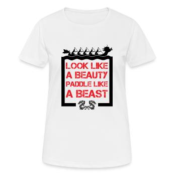 Paddel wie ein Biest - Paddelboot Paddler - Frauen T-Shirt atmungsaktiv - Weiß - Vorne - AI Model Female 172 dark (172cm)