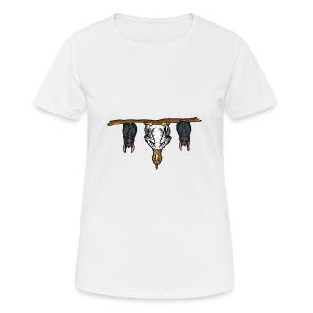 Funny bats and chicken hang upside down - Women's Breathable T-Shirt - white - Front - AI Model Female 172 dark (172cm)