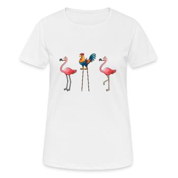 Coq drôle déguisé en flamant rose - T-shirt respirant Femme - blanc - Devant - AI Model Female 172 dark (172cm)