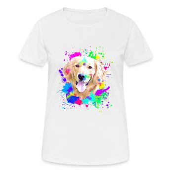 Golden Retriever Splash Art Dog - Women's Breathable T-Shirt - white - Front - AI Model Female 172 dark (172cm)
