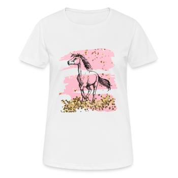 Pferd Gold rosa Glitzer - Frauen T-Shirt atmungsaktiv - Weiß - Vorne - AI Model Female 172 dark (172cm)