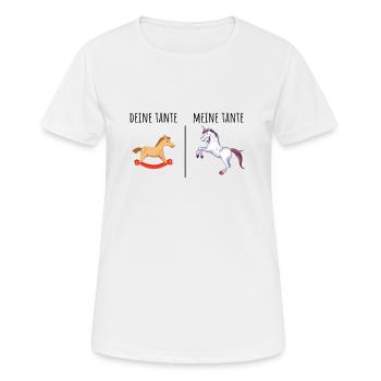 Deine Tante Meine Tante Einhorn I Lustiger Spruch - Frauen T-Shirt atmungsaktiv - Weiß - Vorne - AI Model Female 172 dark (172cm)