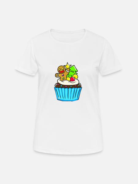 Muffin for Christmas with gingerbread men blue - Women's Breathable T-Shirt - white