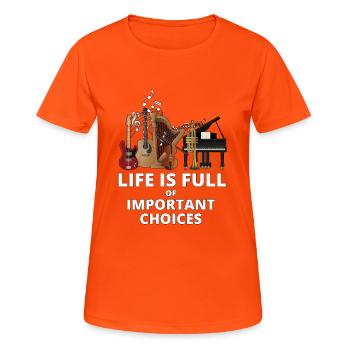 Musical life is full of instruments - Women's Breathable T-Shirt - neon orange - Front - AI Model Female 172 dark (172cm)