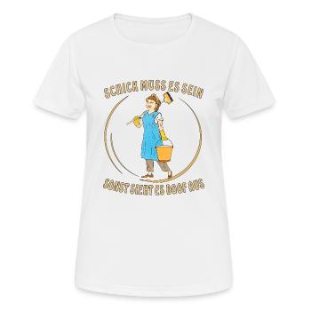 FRAU PUTZEN SCHICK MUSS ES SEIN - Frauen T-Shirt atmungsaktiv - Weiß - Vorne - AI Model Female 172 dark (172cm)