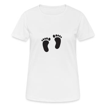 Cadeau personnalisé empreinte de pied - T-shirt respirant Femme - blanc - Devant - AI Model Female 172 dark (172cm)