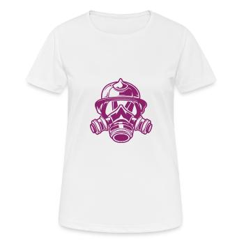 Feuerwehrfrau pinker Feuerwehrhelm - Frauen T-Shirt atmungsaktiv - Weiß - Vorne - AI Model Female 172 dark (172cm)