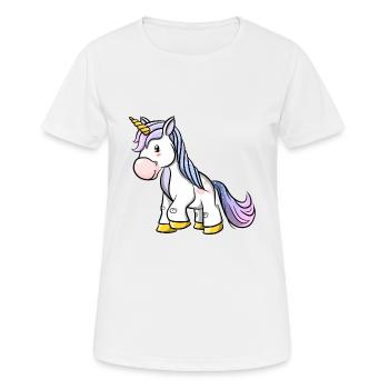 Ein süßes Einhorn mit glitzer im Haar - Frauen T-Shirt atmungsaktiv - Weiß - Vorne - AI Model Female 172 dark (172cm)