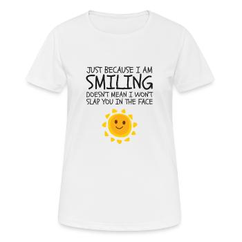Nur weil ich lächle Netter Neuheits-Humor - Frauen T-Shirt atmungsaktiv - Weiß - Vorne - AI Model Female 172 dark (172cm)