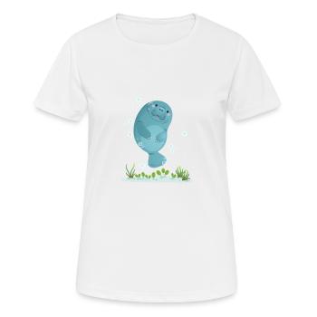 Süßes Manatee Manati Seekuh Dugong Geschenk - Frauen T-Shirt atmungsaktiv - Weiß - Vorne - AI Model Female 172 dark (172cm)