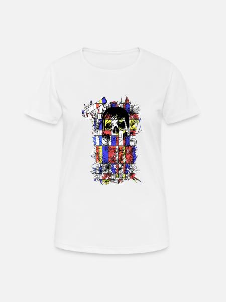 Mondrian Skull Art - Frauen T-Shirt atmungsaktiv - Weiß