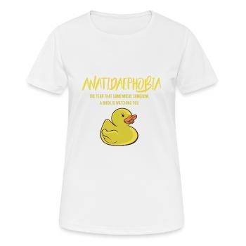 Anatidaephobia - Angst vor Enten - Frauen T-Shirt atmungsaktiv - Weiß - Vorne - AI Model Female 172 dark (172cm)