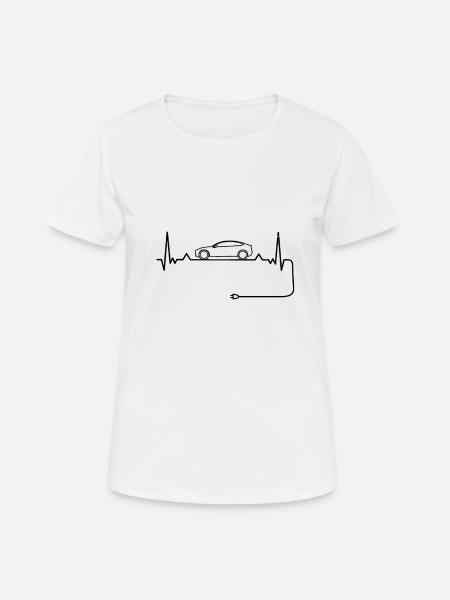 Herzschlag für Elektroauto - Frauen T-Shirt atmungsaktiv - Weiß