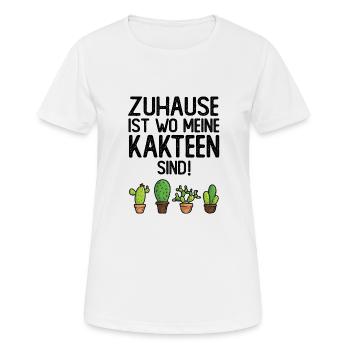Zuhause ist wo meine Kakteen sind - Frauen T-Shirt atmungsaktiv - Weiß - Vorne - AI Model Female 172 dark (172cm)
