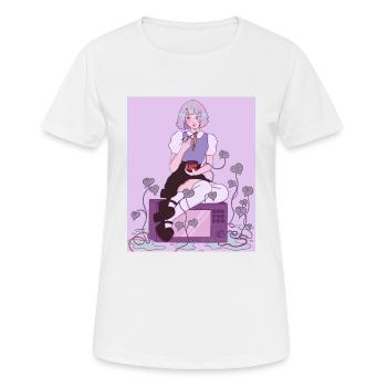 Anime Schulmädchen mit Ramen Mikrowelle Efeu - Frauen T-Shirt atmungsaktiv - Weiß - Vorne - AI Model Female 172 dark (172cm)