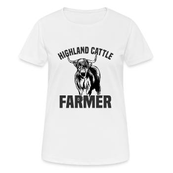 Highland Cattle Farmer Kühe Kuh Bauer - Frauen T-Shirt atmungsaktiv - Weiß - Vorne - AI Model Female 172 dark (172cm)