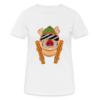 Schwein Pistensau - Frauen T-Shirt atmungsaktiv - Weiß - Vorne - AI Model Female 172 dark (172cm)