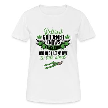 Le jardinier à la retraite sait tout - T-shirt respirant Femme - blanc - Devant - AI Model Female 172 dark (172cm)