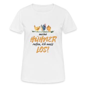 Lustiger Huhn Spruch für Hühnerzüchter Geschenk - Frauen T-Shirt atmungsaktiv - Weiß - Vorne - AI Model Female 172 dark (172cm)