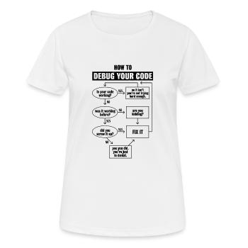 Programming Code Coding Funny Debug Gift - Women's Breathable T-Shirt - white - Front - AI Model Female 172 dark (172cm)