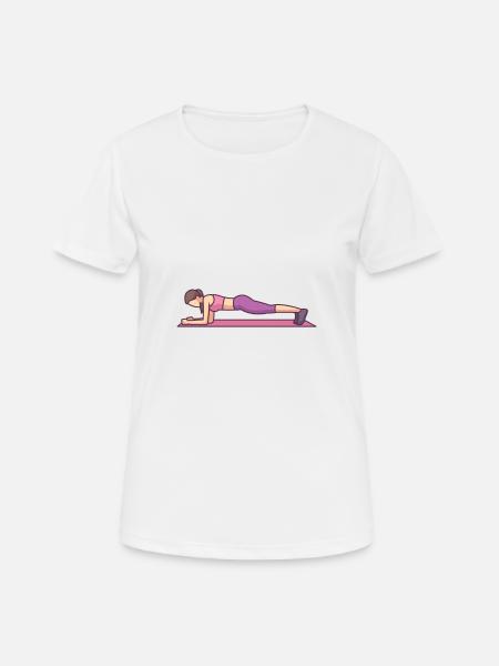 Young Woman Doing Plank Workout - Women's Breathable T-Shirt - white