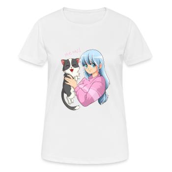 Anime Neko Cat Girl I Waifu Pastel Kawaii Anime Gi - T-shirt respirant Femme - blanc - Devant - AI Model Female 172 dark (172cm)