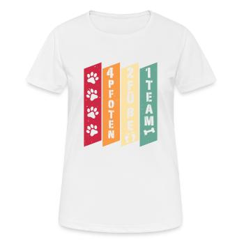 4 Pfoten 2 Füße 1 Team Hunde Gassi Hundehalter - Frauen T-Shirt atmungsaktiv - Weiß - Vorne - AI Model Female 172 dark (172cm)