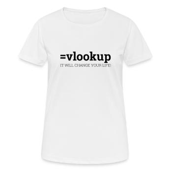 « =vlookup » | Admin, Ordinateur, Informatique - T-shirt respirant Femme - blanc - Devant - AI Model Female 172 dark (172cm)
