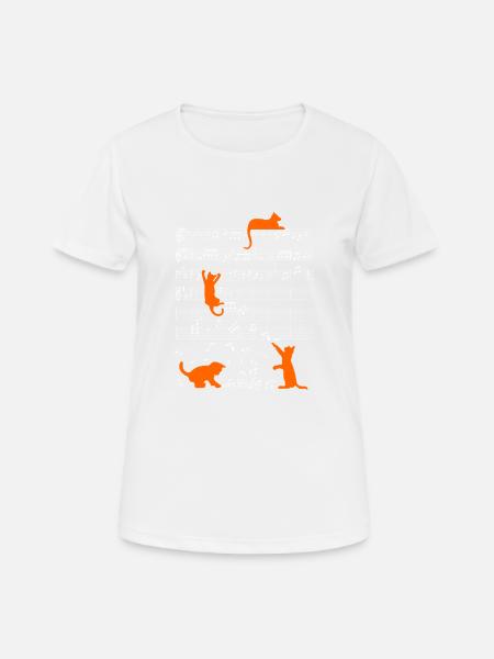 Cute cat musical note orange notes musician - Women's Breathable T-Shirt - white
