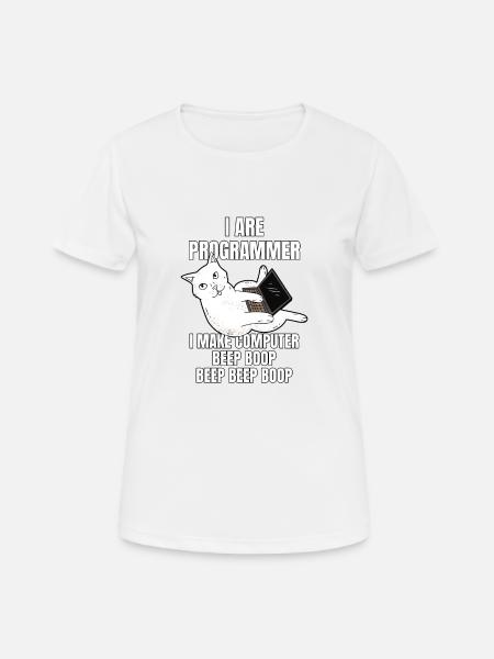 I Are Programmer Computer Cat Beep Boop I Funny IT - Frauen T-Shirt atmungsaktiv - Weiß