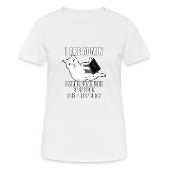 I Are Admin Computer Cat Beep Boop I Funny IT - Frauen T-Shirt atmungsaktiv - Weiß - Vorne - AI Model Female 172 dark (172cm)