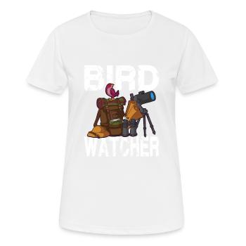 Observateur d'oiseaux pour un ornithologue - T-shirt respirant Femme - blanc - Devant - AI Model Female 172 dark (172cm)