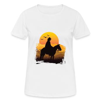 T-shirt vintage rétro équitation soleil - T-shirt respirant Femme - blanc - Devant - AI Model Female 172 dark (172cm)