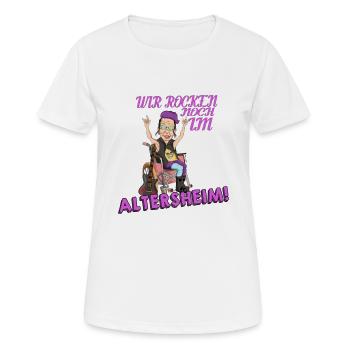 Heavy Metal Musik wir rocken das Altenheim Musiker - Frauen T-Shirt atmungsaktiv - Weiß - Vorne - AI Model Female 172 dark (172cm)