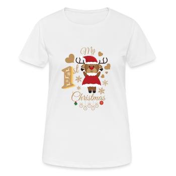 Le premier Noël de bébé - T-shirt respirant Femme - blanc - Devant - AI Model Female 172 dark (172cm)