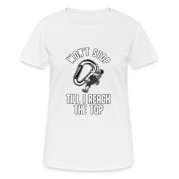 Bergsteigen Klettern Geschenk Bouldern Karabiner - Frauen T-Shirt atmungsaktiv - Weiß - Vorne - AI Model Female 172 dark (172cm)