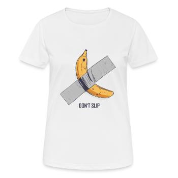 Drôle: a collé une banane collée - T-shirt respirant Femme - blanc - Devant - AI Model Female 172 dark (172cm)