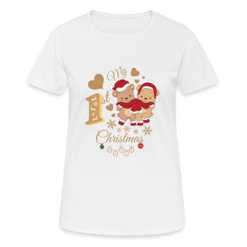 Le premier Noël de bébé - T-shirt respirant Femme - blanc - Devant - AI Model Female 172 dark (172cm)