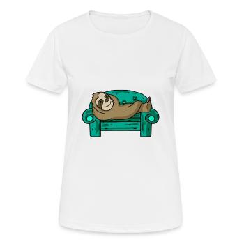 Faultier lustig auf Sofa Geschenk - Frauen T-Shirt atmungsaktiv - Weiß - Vorne - AI Model Female 172 dark (172cm)