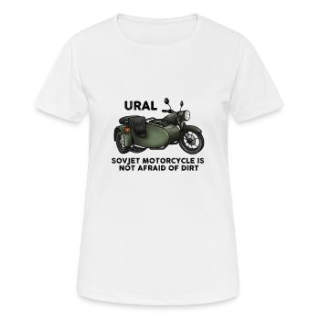Ural Motorrad Moped Sowjet Gespann Geschenkidee - Frauen T-Shirt atmungsaktiv - Weiß - Vorne - AI Model Female 172 dark (172cm)