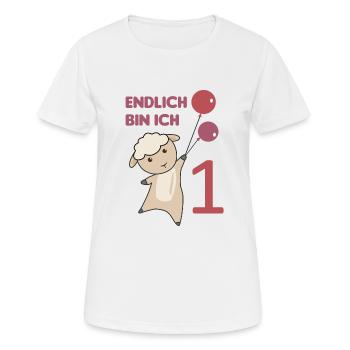 Endlich 1 Schaf rote Luftballons süße Tiere Baby - Frauen T-Shirt atmungsaktiv - Weiß - Vorne - AI Model Female 172 dark (172cm)